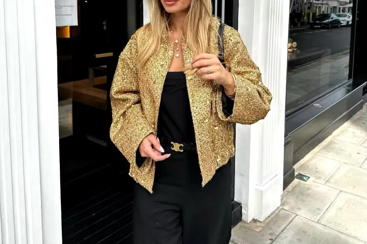 A&A Luxe Sparkle Long Sleeve Jacket