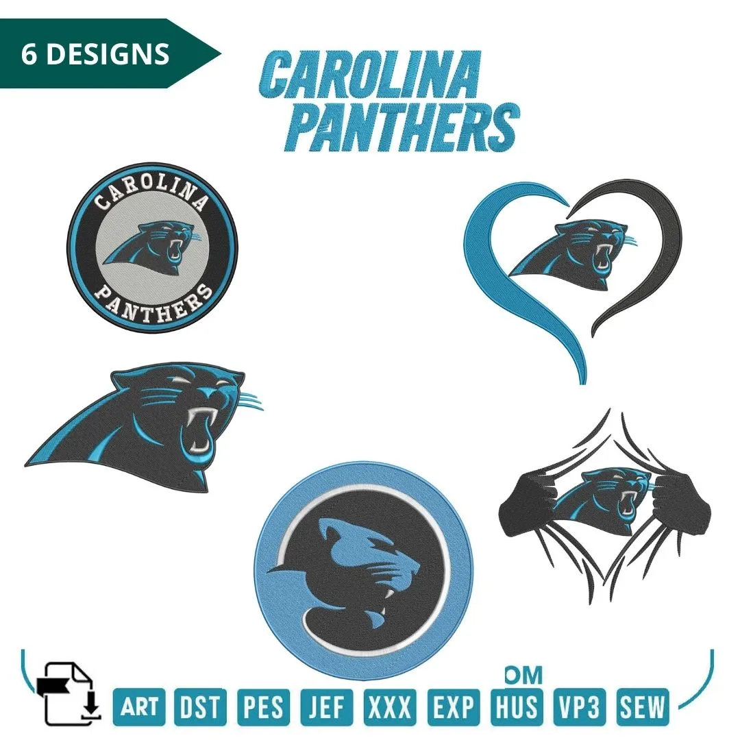 Carolina Panthers - Pack of 6 Designs - Embroidery Design