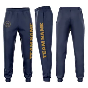 Custom Navy Old Gold Fleece Jogger Sweatpants