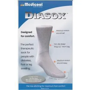 Diasox Seam-Free Diabetes Socks Medium, White