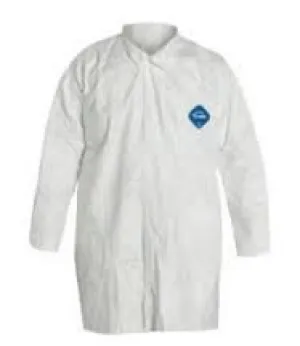 DuPont 2X White 5.4 mil Tyvek Disposable Labcoat With Snap Front Closure And Collar (30 Per Case)