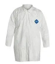 DuPont Medium White 5.4 mil Tyvek Disposable Labcoat With Snap Front Closure And Collar (30 Per Case)