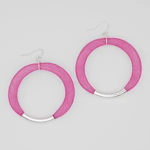 Fuchsia Mesh Hoop Earring