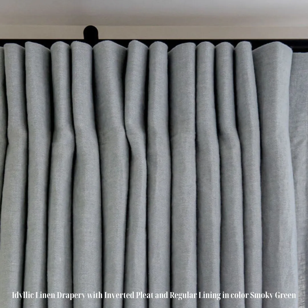 Idyllic Linen Knoxville Grey, Inverted Pleat, BLACK OUT LINING