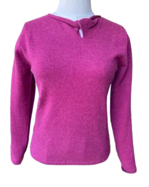 Ladies Cashmere Sweater: Twisted Neckline Loganberry