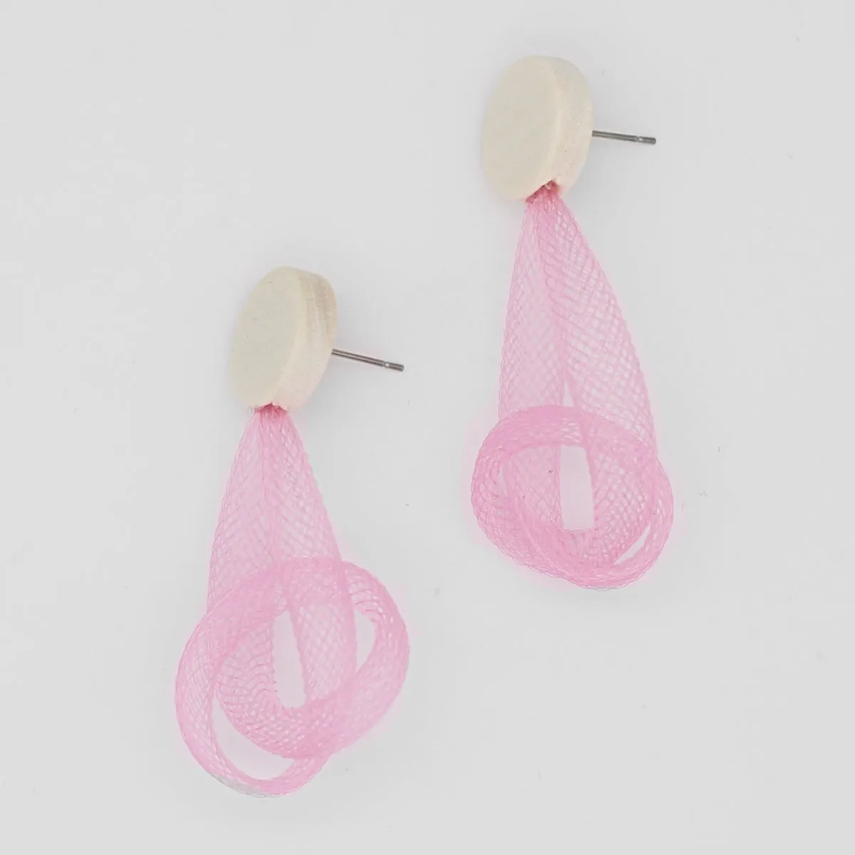 Light Pink Mesh Abstract Earrings