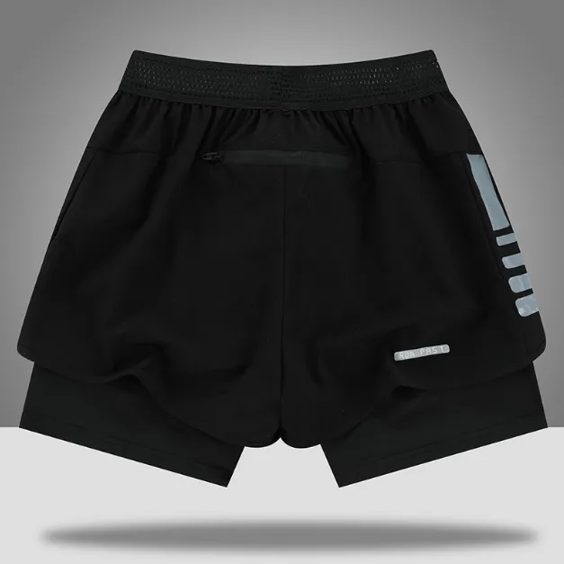 Men's sports shorts summer outdoor running fitness American basketball three-point pants lined with anti-light double-layer quick-drying pants