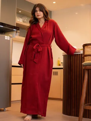 Raspberry Red Soft Crepe Robe