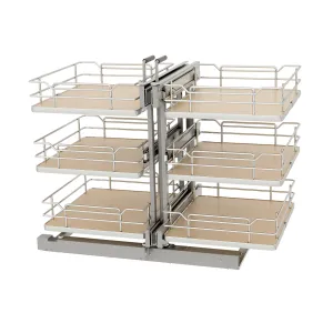 Rev-A-Shelf / 53PSPE3-18SC-MP / Steel 3-Tier Pullout Solid Bottom Organizer for Blind Corner Cabinets w/ Soft-Close