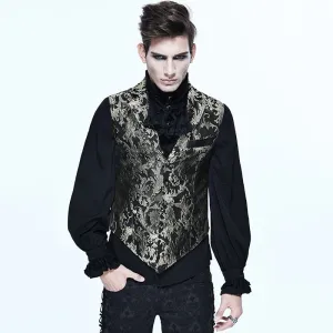 Steampunk Gothic Court Style Men Embroidered Waistcoats Punk Sleeveless V-neck Vest Coats Evening Party Gentleman Dress Vests