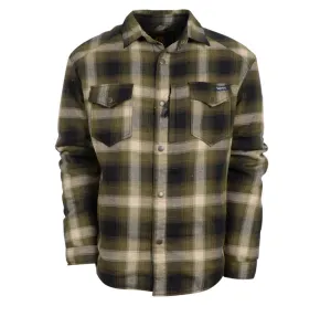 STS Ranchwear Mens Trapper Green/Navy Plaid 100% Polyester L/S Shirt