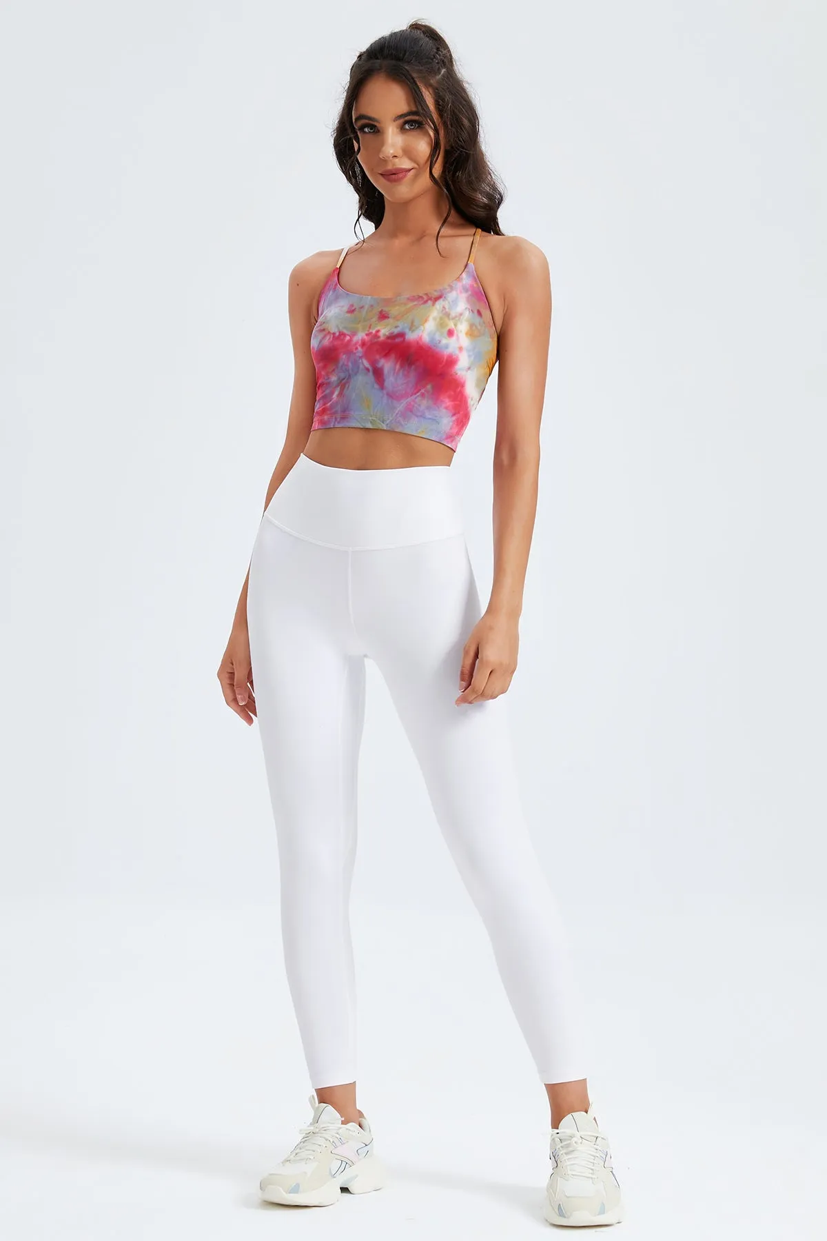 Tie Dye Lace Up Crop Active Cami Top