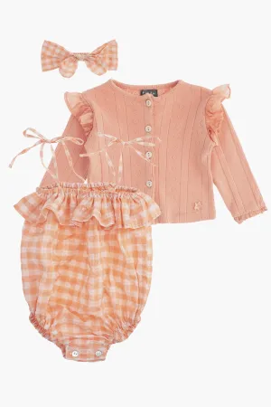 Tocoto Vintage Checker Print Baby Girls Set